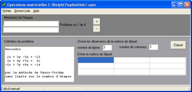 �cran de opMat.exe
