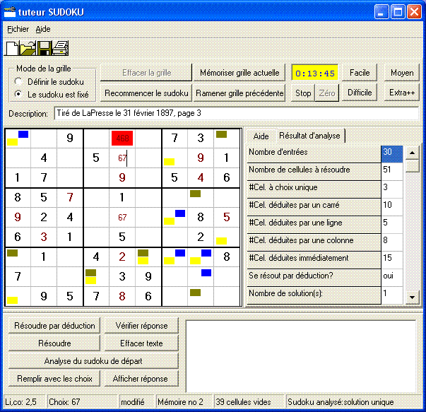 �cran de TuteurSudoku.exe