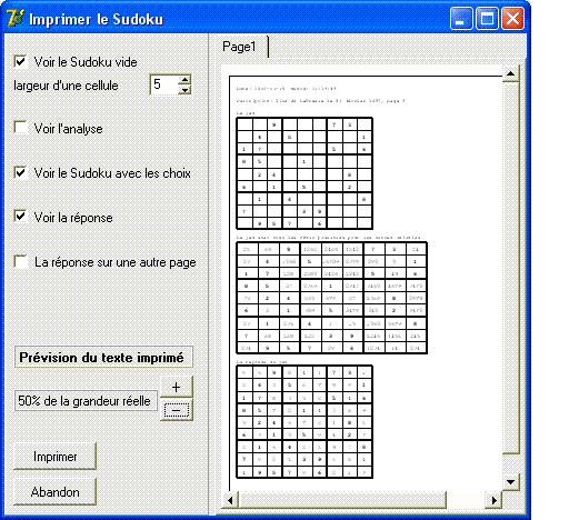 �cran impression de TuteurSudoku.exe